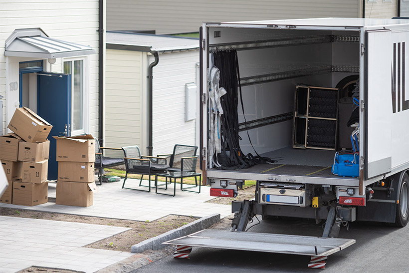 A Moving Truck In The Loading Process