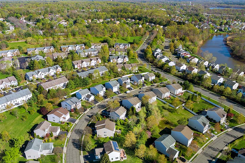 A Small-town Neighborhood - Aerial Photo