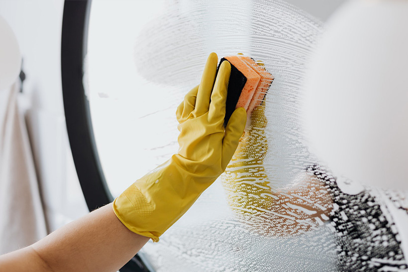 A Bathroom Mirror Cleaning