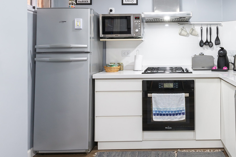 A fridge in a kitchen