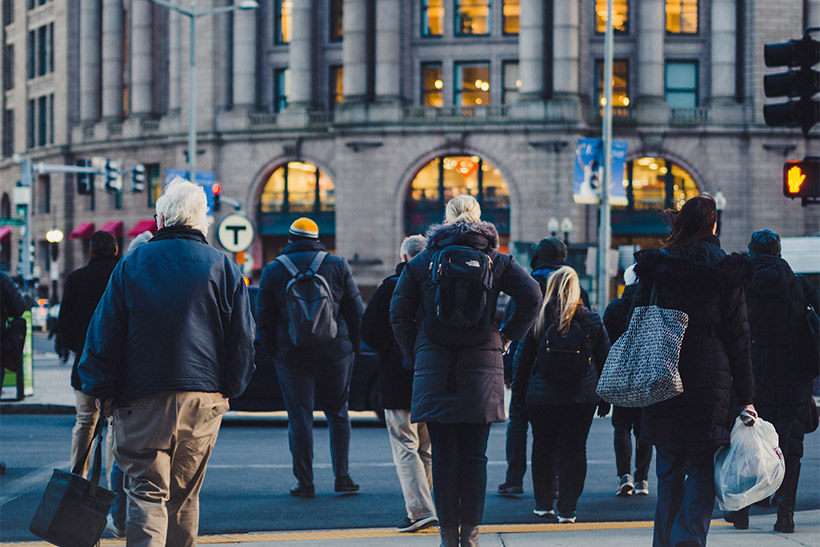 People On a Street In Boston