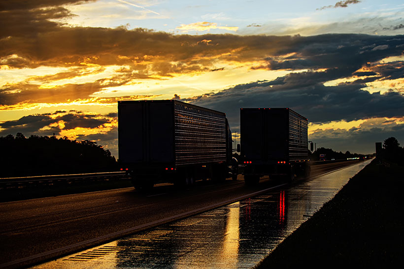 Trucks on the Road for the Cross Country Move