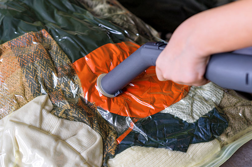 Winter Clothes In A Vacuum Bag